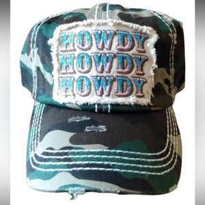 Howdy Distressed Camo Baseball Cap